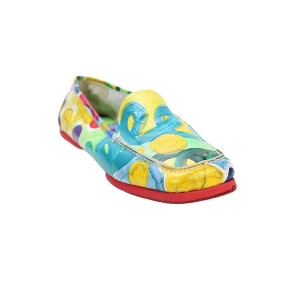 Andrea Pfister Womens Painted Square Toe Slip-On Loafers Multicolor Size 9